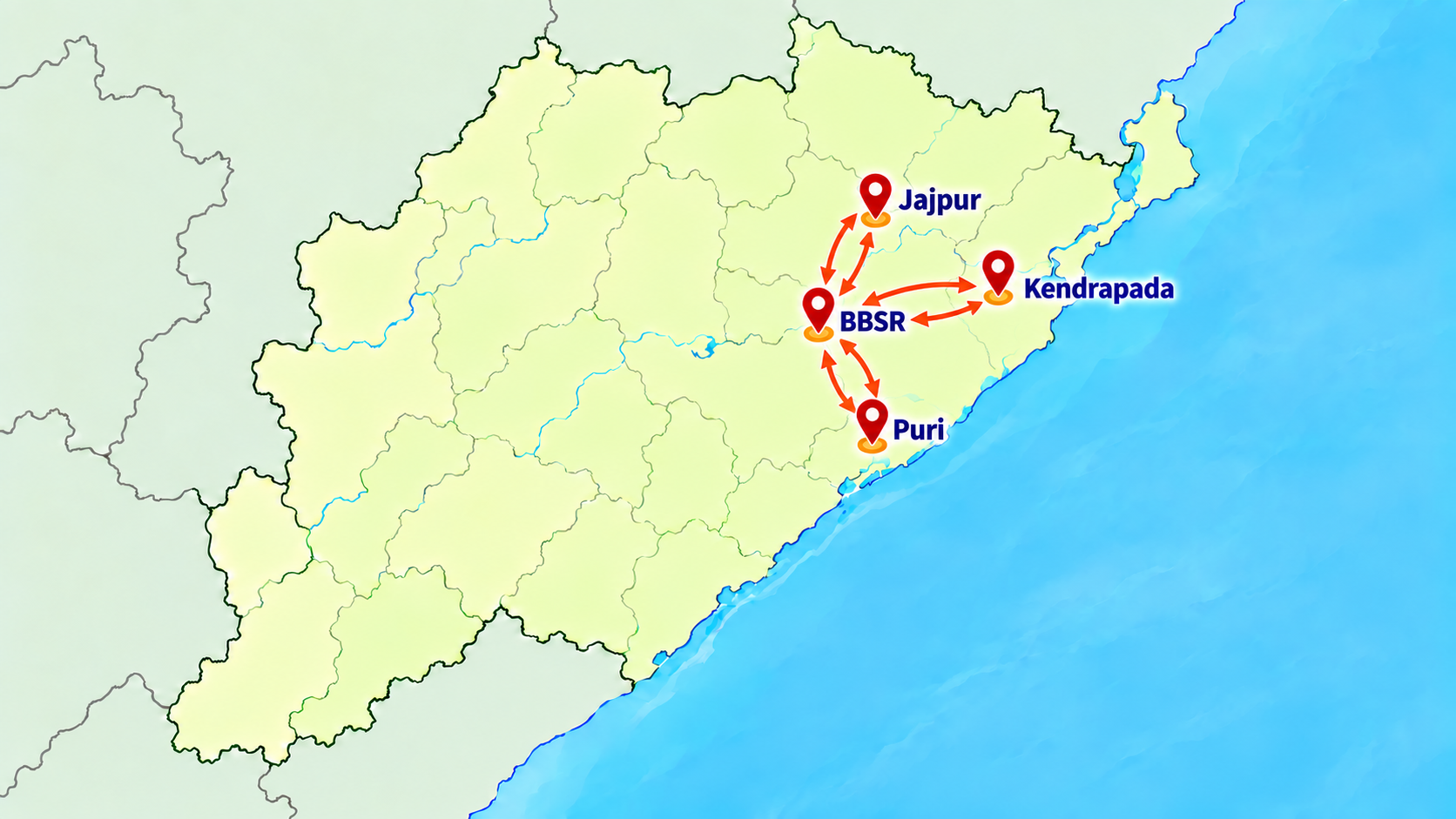 Tantra Circuit Bhubaneswar Jajpur Kendrapada Puri route map